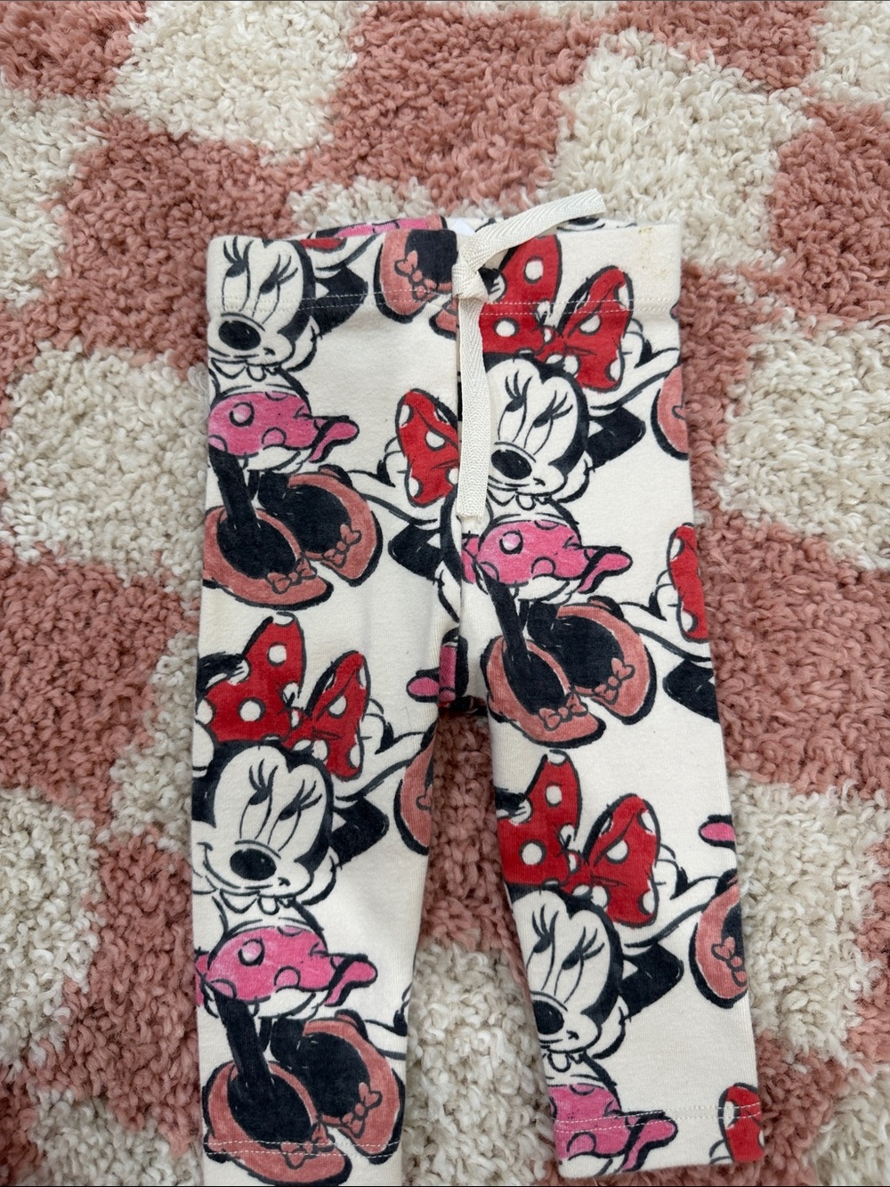 Zara Minnie Mouse Pink & Red Print Leggings